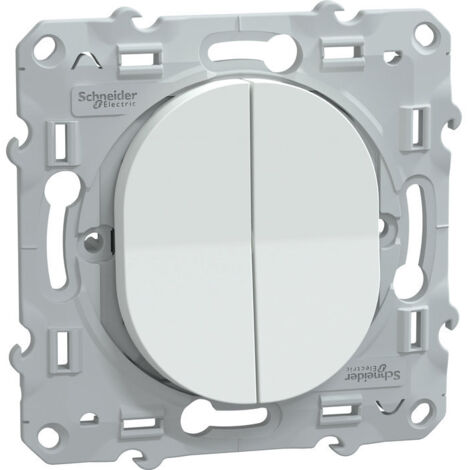 Schneider Electric – Interrupteur double poussoir fermeture – Poussoir va et vient complet – Courant 10A – Tension 250V – Pour installation électrique