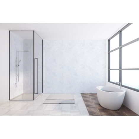 Roth – Panneau mural de douche 100x255cm aspect marbre blanc – Alu-composite résistant à l'humidité – Étanchéité totale – 1420000014