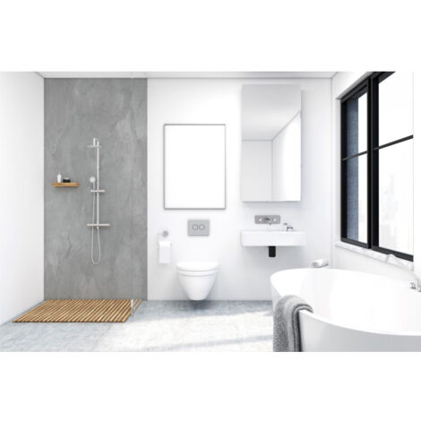 Roth – Panneau mural de douche aspect béton anthracite 100x255cm – Étanchéité totale – Résistant à l'abrasion – 1420000026