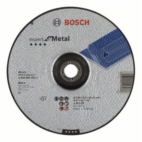 Bosch – Disque à tronçonner pour meuleuse Ø230 mm – Épaisseur 2,5 mm – Alésage 22 mm – Spécial métaux – Coupes nettes et rapides