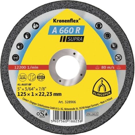 Disque à tronçonner A 660 R Supra - KLINGSPOR - 328906
