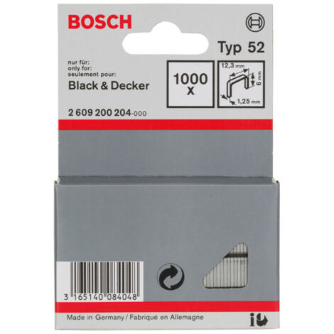 Lot de 1000 agrafes à fil plat de type 52 - BOSCH - 2609200204