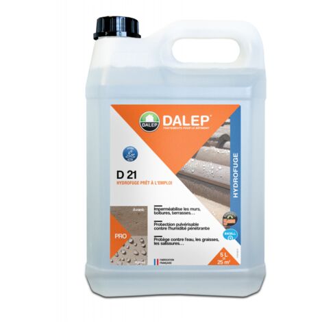 Dalep – Hydrofuge prêt à l'emploi 5L – Imperméabilisant pour matériaux poreux – Rendement 25 m² – Protection contre l'humidité