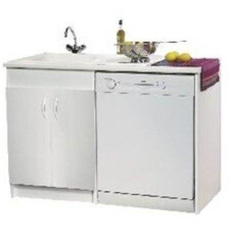 Nova – Meuble sous évier 2 portes blanc 140cm – Mélaminé épaisseur 16mm – Assemblage facile avec vis autotourillonnantes – Compatible lave-vaisselle