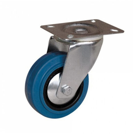 Roulette Portroll caoutchouc bleu à platine pivotante 125mm - GUITEL HERVIEU - 604046