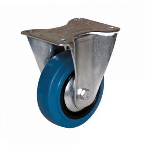 Roulette Portroll caoutchouc bleu à platine fixe 100mm - GUITEL HERVIEU - 604045