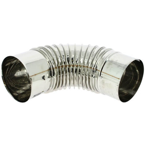 TEN – Coude inox 304 plissé 90° Ø125 – Raccord gaz pour tubage tous combustibles – Soudure continue et embouts calibrés
