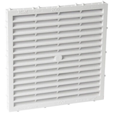 Nicoll – Grille aération VMC carrée 197x197mm – Surface 200cm² – Pose à sceller avec ergots – Résistante aux UV pour façades extérieures