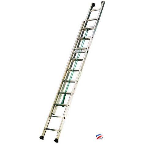 Tubesca Comabi – Échelle articulée 2 plans 2x12 barreaux – Hauteur 5.69m – Aluminium – Charge max 108kg – 2632012
