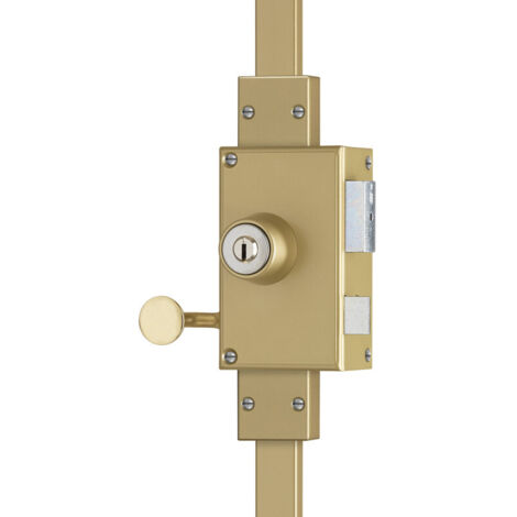 JPM – Serrure multipoint 3 points VEGA verticale – Cylindre 45mm – 3 clés fournies – Acier embouti couleur or – Axe à 70mm pour coffre tirage - 510000-18-1A