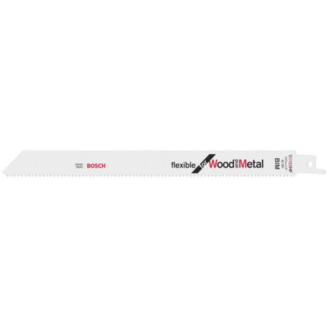 Bosch – Lame de scie sabre bimétal 225mm pour bois et métal – Denture avoyée, TPI 10 – Lot de 100 – 2608656034