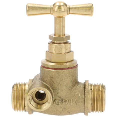 Robinet d'arrêt à potence double mâle avec purge – Genre raccord 2 – Fixation raccord – Laiton résistant à la corrosion – R4322