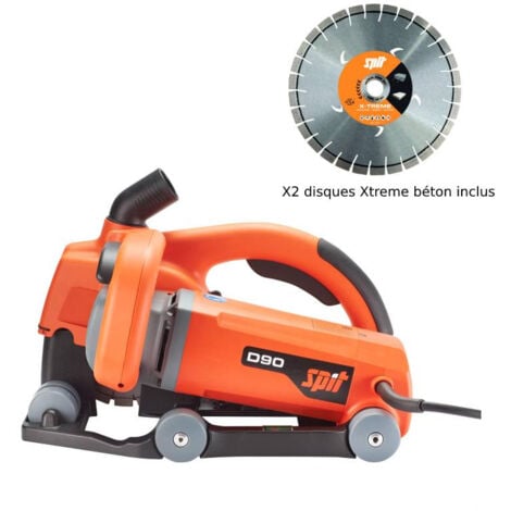 Rainureuse 2500W D90 + 2 disques béton XTREM 150mm + coffret - SPIT - 811245