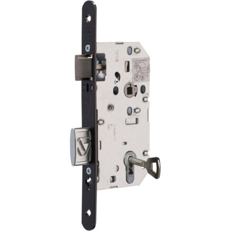 Serrure à larder D451 clé L axe 50mm bout rond finition noir sans gâche - VACHETTE - 2687000