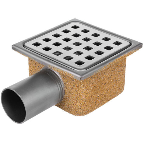 GEBO Siphon sol acier inoxydable 105x105x63 sortie horizontale, évacuation 40mm