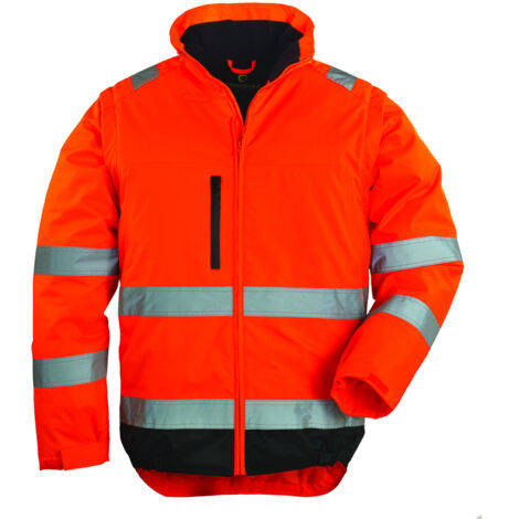 Veste de travail haute visibilité 2 en 1 HI-WAY manches amovibles orange fluo/noir T3XL - COVERGUARD - 7HWXOXXXL