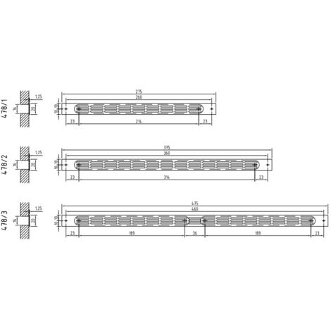Grille plat interieur simple 475x20mm alu - RENSON - 11941