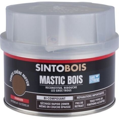 Mastic sans styrène SINTOBOIS chêne moyen 550g + 30g - SINTO - 33711 (1/3)