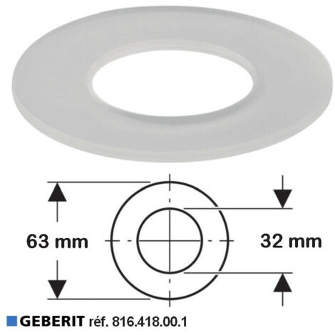Geberit – Joint de cloche pour WC – Mécanisme de chasse d'eau 63 x 32 mm – Épaisseur 3 mm – Pour installation dans espaces confinés