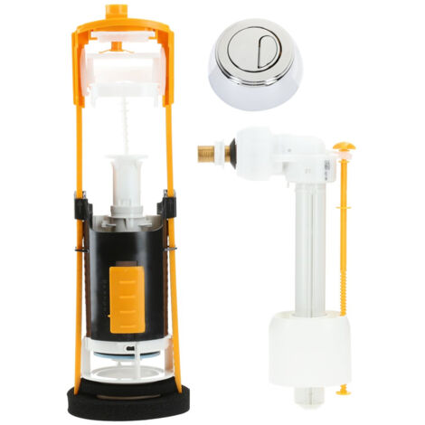 Mécanisme WC double débit bouton chromé + robinet flotteur standard - GARIS - W03-6500G (1/4)