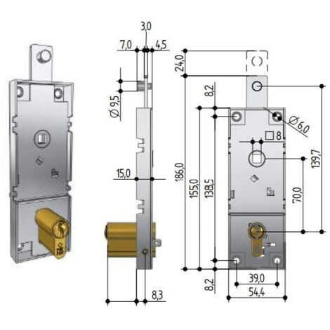 Serrure de porte basculante point haut à cylindre européen – Protection renforcée contre effraction – 5 clés – Cylindre 30/40mm – PREB56108100200 – Prefer