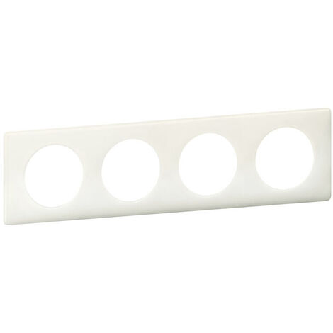 Legrand – Plaque Céliane 4 postes finition blanc laqué – Fixation à clipser – Compatible support universel – Entraînement horizontal/vertical