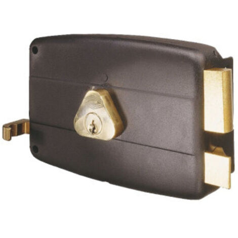 Serrure monopoint en applique horizontale à tirage 45mm – Acier noir – Cylindre rond – Pour portes intérieures – Sécurité personnalisable – Normbau