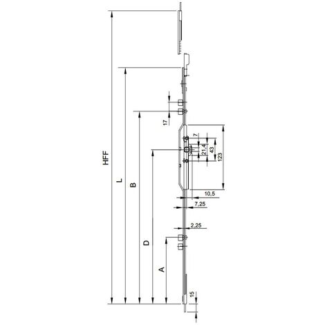 Crémone F7,5 ajustable longueur 329mm côte D 200mm - FERCO - G-20461-02-0-1