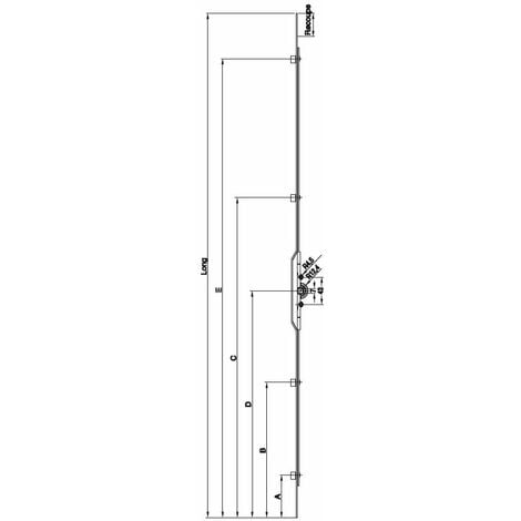Crémone verrou F7,5 ajustable longueur 1100mm cote D 400mm 2 galets - FERCO - G-13237-11-0-1