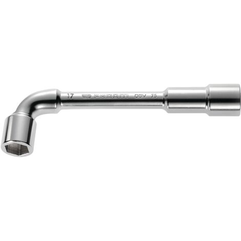 Facom – Clé à pipe débouchée forgée 6 pans métriques – Tête courte pour passage tiges filetées – Chromée satinée – Dimensions de 6 à 38 mm