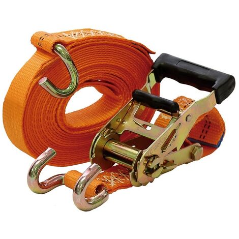 Sangle d'arrimage à crochets bord de rive 2T – Longueur 6m – Largeur 35mm – Polyester résistant – Capacité de charge 2 tonnes – Ponsa