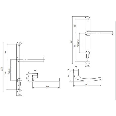 Ensemble sur plaques béquille RED carré 8mm entraxe 92mm noir RAL 9005 – Installation simple – Compatible portes palières – 5112239202 – Sofi