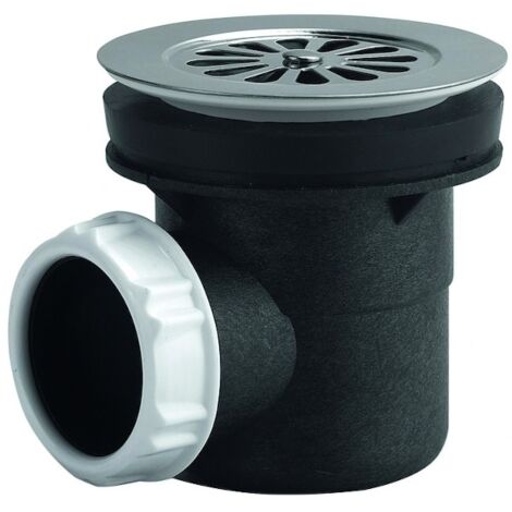 Valentin – Bonde de douche à grille marguerite inox diamètre 60 mm – Sortie horizontale à coller – Garde d'eau 50 mm – Débit 24 l/mn