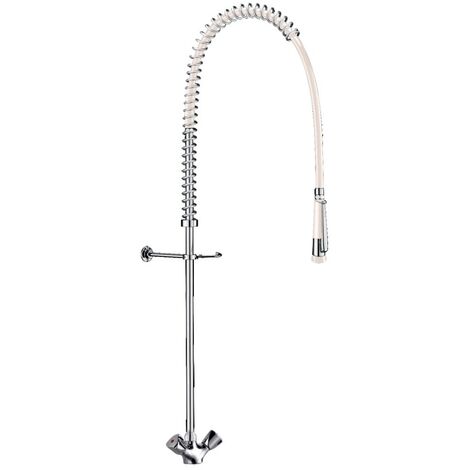 Delabie – Mélangeur de prélavage monotrou – Bec télescopique orientable L.200-290 – Débit 25 l/min – Douchette antitartre jet réglable 9 l/min