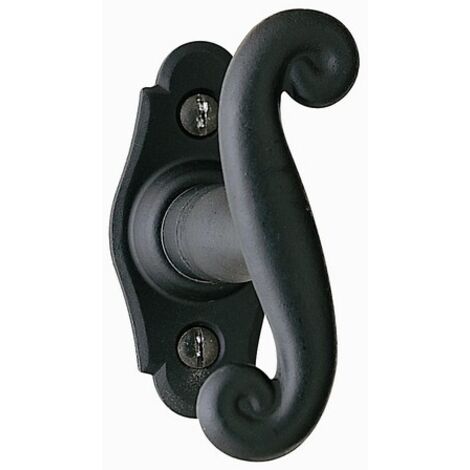 Bouton sur platine Aquitaine 41 fer noir – Dimensions 80mm x 57mm – Entraxe 43mm – Compatible crémone à larder – 12183 – Bouvet