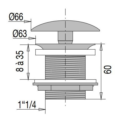 Valentin – Bonde de lavabo champignon laiton chromée H60 33x42 – Clapet de contrôle – Écoulement fluide – Design élégant (1/5)