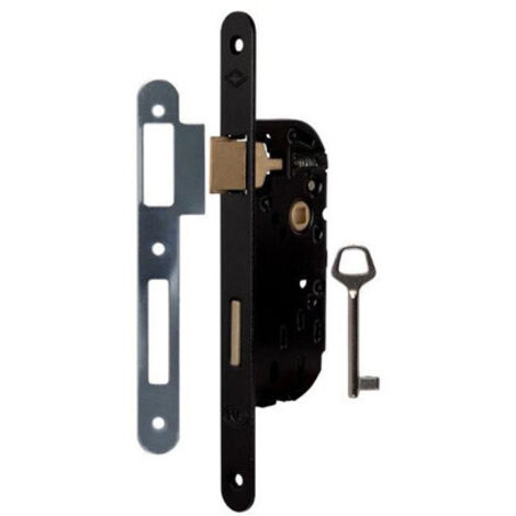 Serrure à larder MULTIBAT à pêne dormant et 1/2 tour axe 40mm fourni avec 1 clé sens droite finition noir - JPM - 000240-02-1X