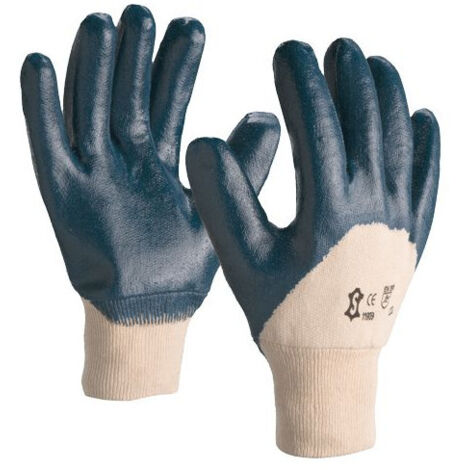 Gant de travail NI150 en coton enduit nitrile blanc bleu T10 1190B T.10