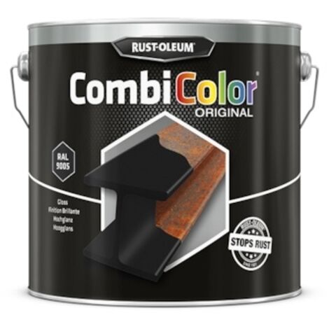 CombiColor® métal - peinture anti-rouille Rust-Oleum - Noir brillant ral 9005 - Bidon de 2,5 litres