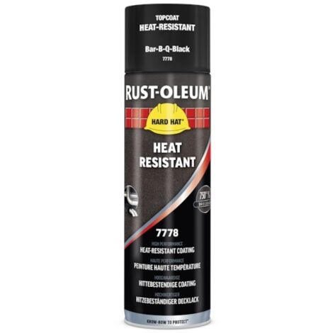 Rust-Oleum – Peinture haute température noir satiné 500ml – Résistance jusqu'à 750°C – Pour acier non revêtu et surfaces légèrement rouillées