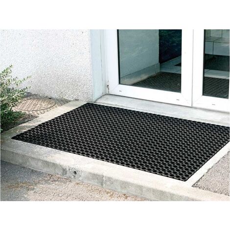 Tapis caillebotis en caoutchouc noir 80 x 120 cm épaisseur 17 mm