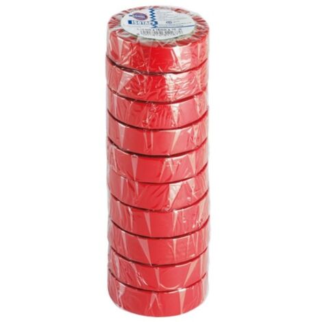 Lot de 10 rubans adhésifs ISOTAPE électricien rouge - EUROCEL - 0150S3148