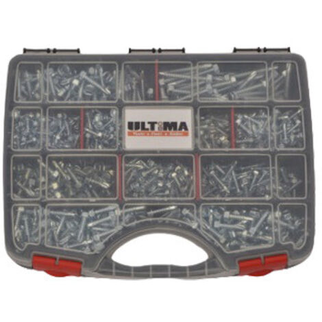 Vis auto-perceuses tête hexagonale acier zinguée blanc DIN 7504-K coffret de 905 - ULTIMA - COF155 (1/2)