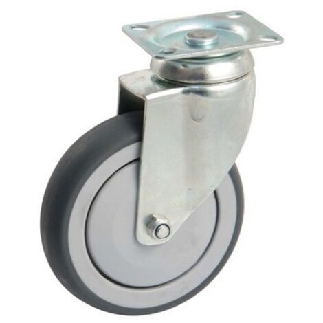 Roulette pivotante à platine rectangulaire AVL - Roue caoutchouc Ø 125 - Charge 100 kg - 550833O