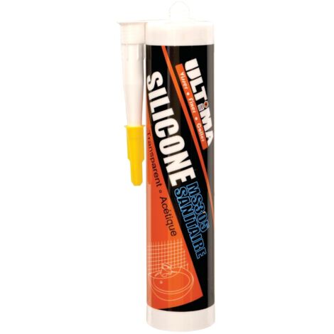 SILICONE SANITAIRE BLANC 300 ML MS 305 - ULTIMA - 16011 ULTIMA VISSER FIXER COLLER (1/2)