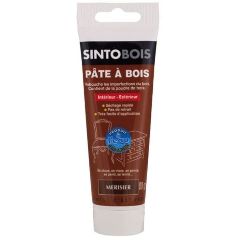Sinto – Pâte à bois merisier 80g – Séchage rapide – Ponçage facile – Pour réparations légères sur meubles et parquets