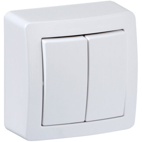 Schneider Electric – Double interrupteur va-et-vient saillie 10A – Connexion automatique – Mécanisme compact – Indice de protection IP20 – Blanc satiné
