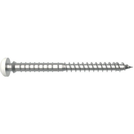 Vis à bois réglable SPTR V6 14 blanc 6x80 mm – Acier au carbone – Boîte de 100 unités – Tête cylindrique bombée pour menuiserie
