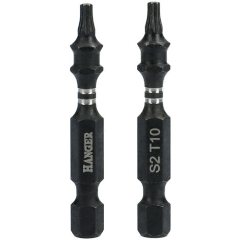 Jeu de 2 embouts impact 1/4'' pour vis étoile T30 50mm - HANGER - 134064