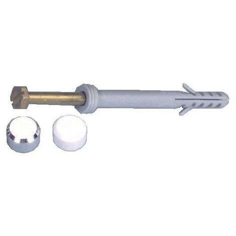 Fischer – Jeu de fixations pour bidet ou cuvette – 2 chevilles et vis à bois en laiton – Capuchons chromés et blancs – Longueur 80 mm
